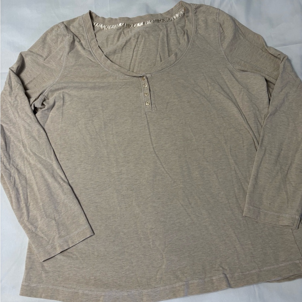 Denver Hayes Long Sleeve Taupe Top